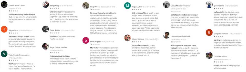 Play Store reviews, all of them are 1 star